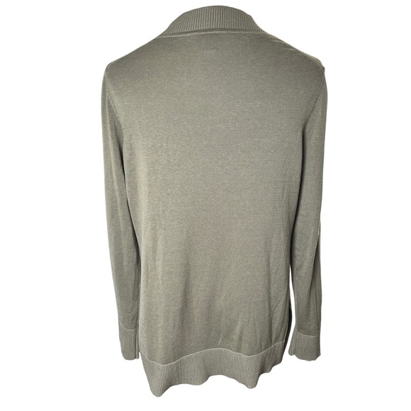 Soft Minimalist Open Front Cardigan Sage Green Silk Cotton Coldwater Creek M - Picture 4 of 9